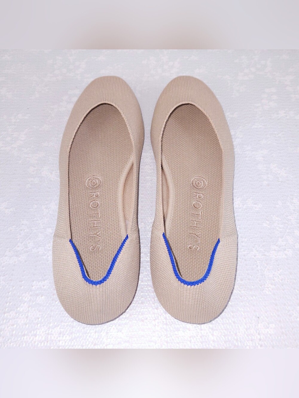 ROTHY'S The Square Ballet Flats US 8.5 Ecru Knit Washable Slip-On Shoes - Picture 9 of 11